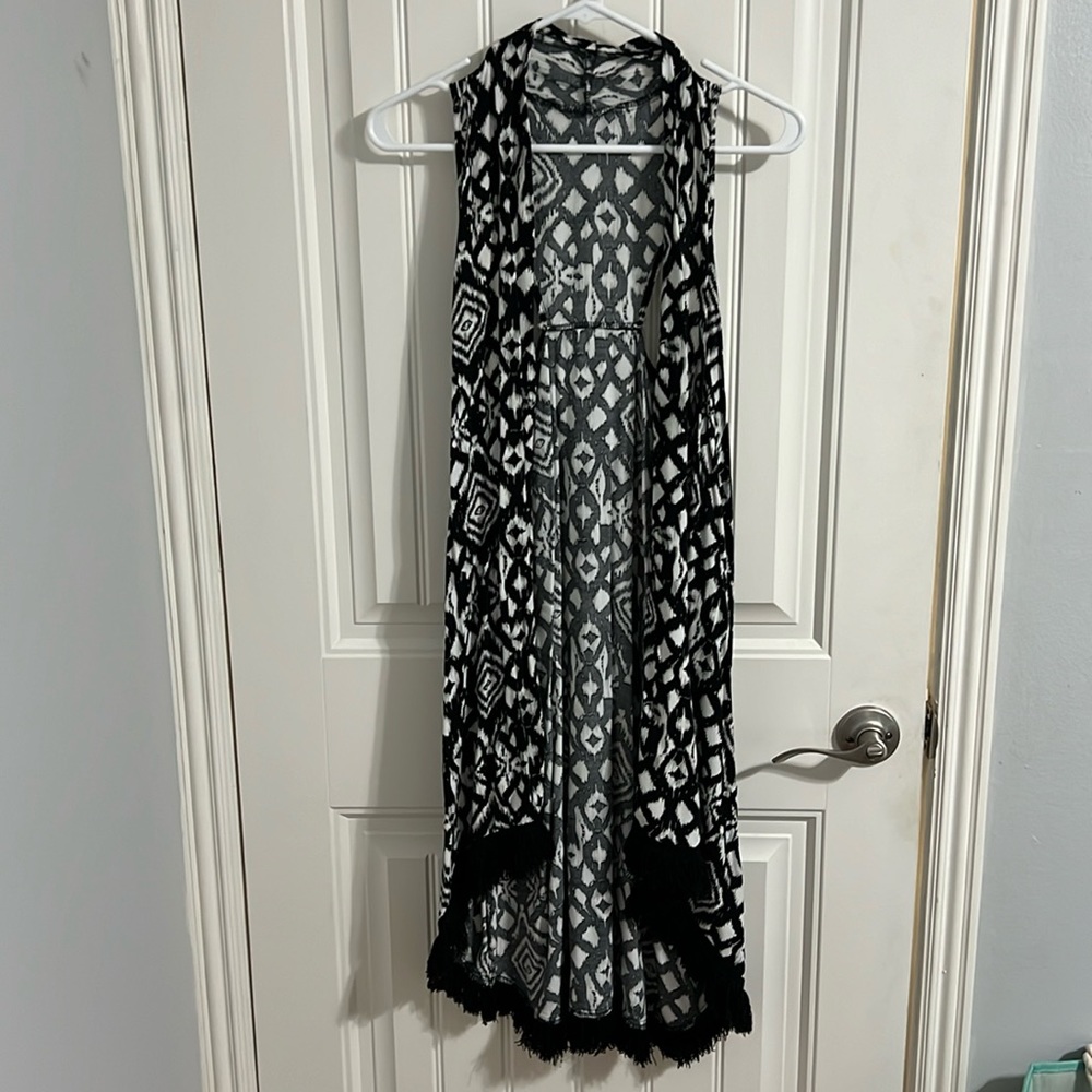 Women’s High Low Drape Vest with Fringe